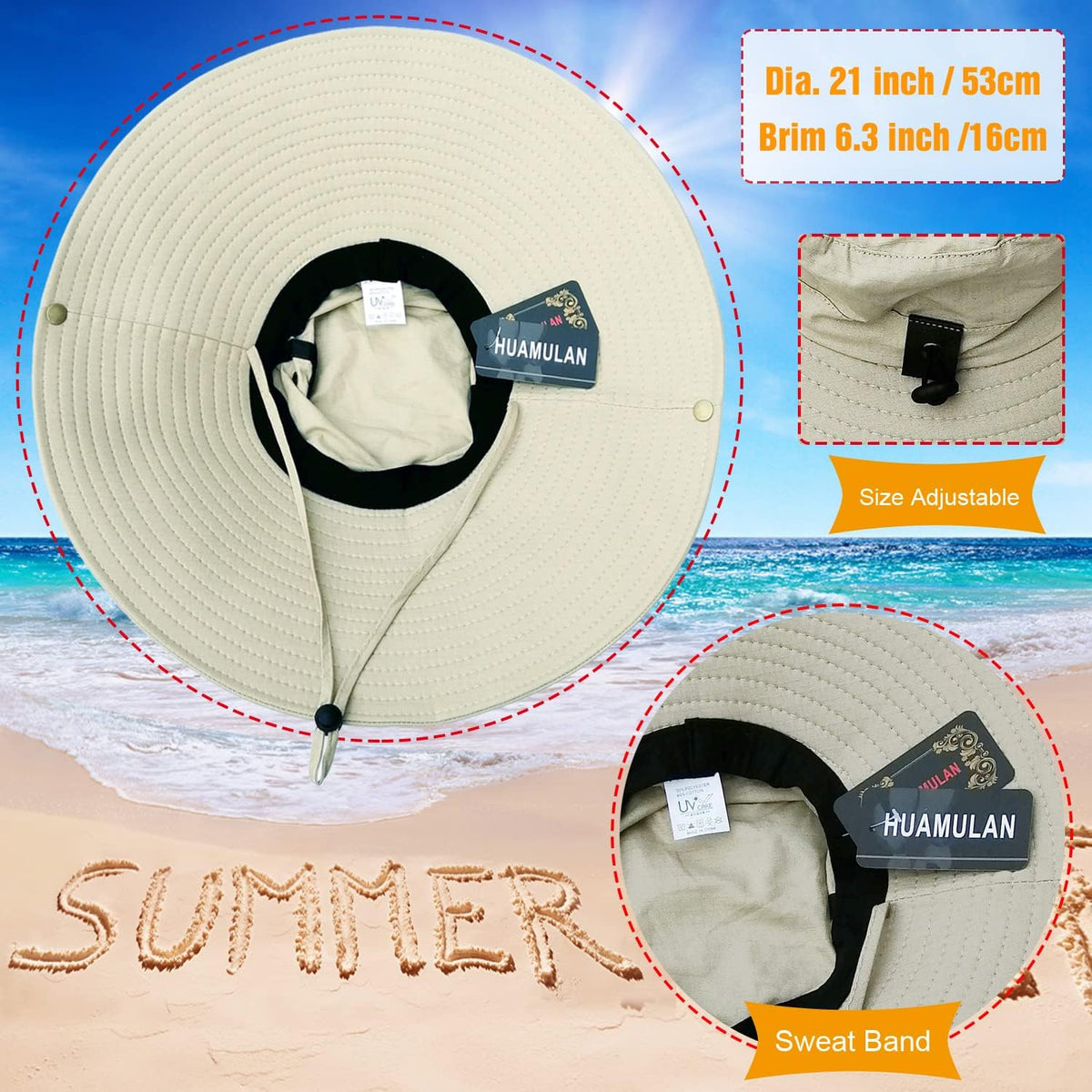 HUAMULAN Men Wide Brim Sun Hat Summer Outdoor Women Bucket Fishing Hats