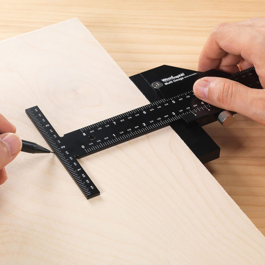 Scriber Gauge 14 Inch – Long Measuring Tool, Marking Ruler, Layout Square, Thickness Gauge, CNC Aluminum Tool for Woodworking, Joinery, Framing, Furniture, Cabinet (New Version)