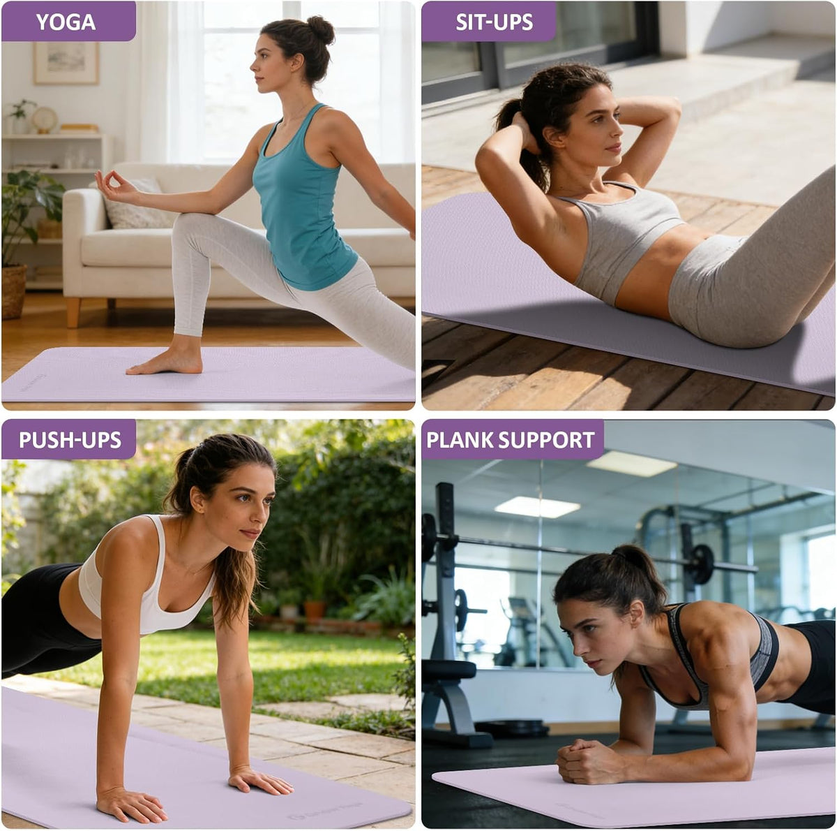 Gruper Yoga Mat Non Slip, Anti-Tear Workout Mat with Carrying Strap and Bag