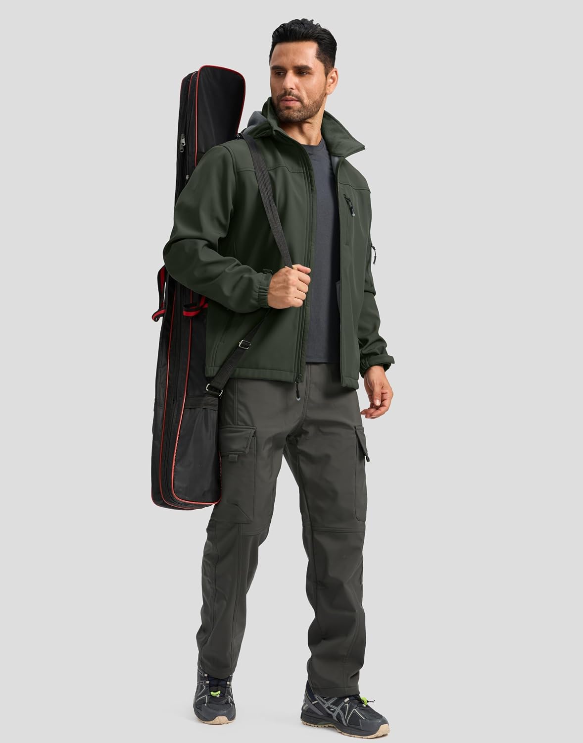 Pudolla Men's Softshell Jacket Hooded Fleece Lined Coats for Outdoor Work