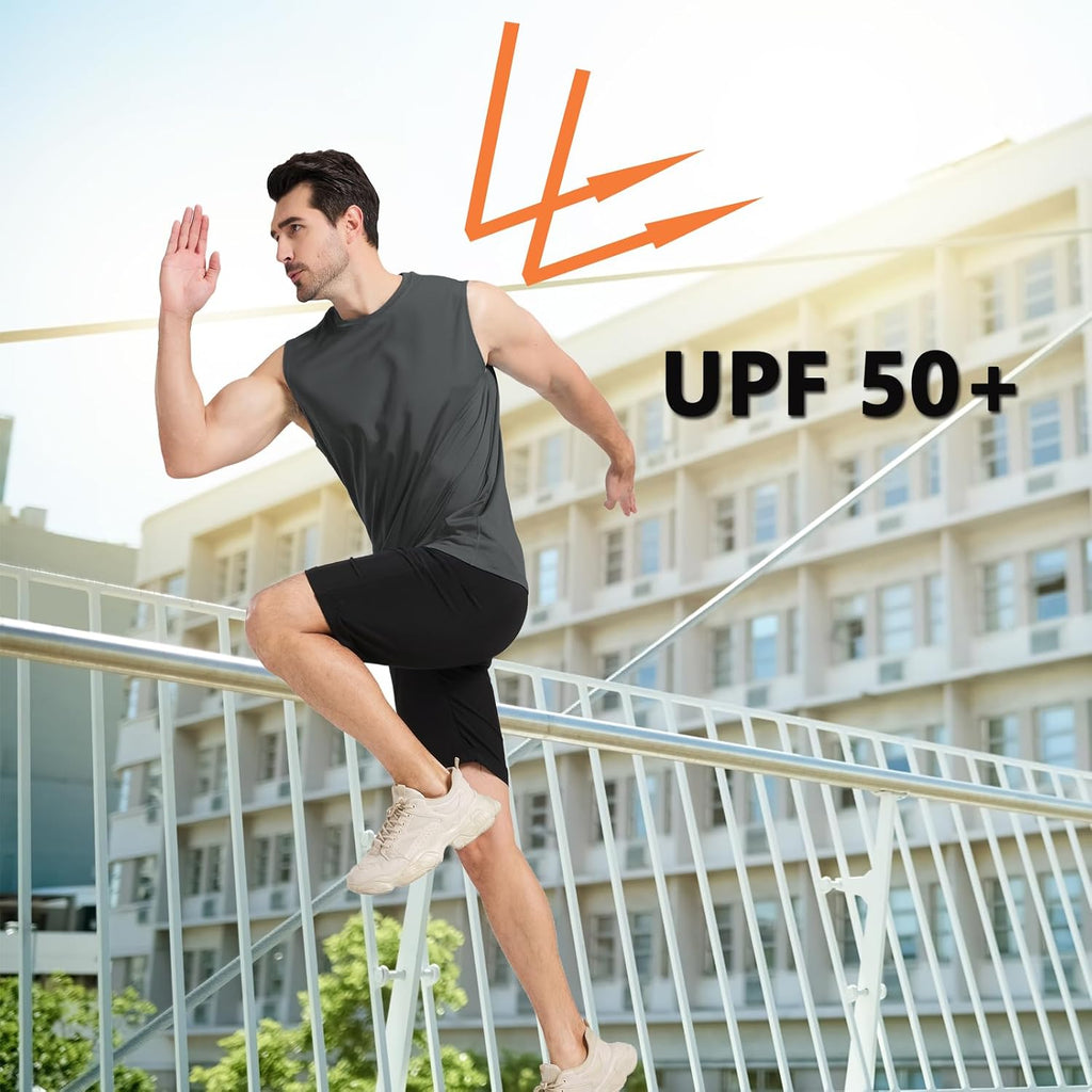 Men's Sleeveless UPF 50+ Swim Shirts Quick Dry UV Workout Tank Top