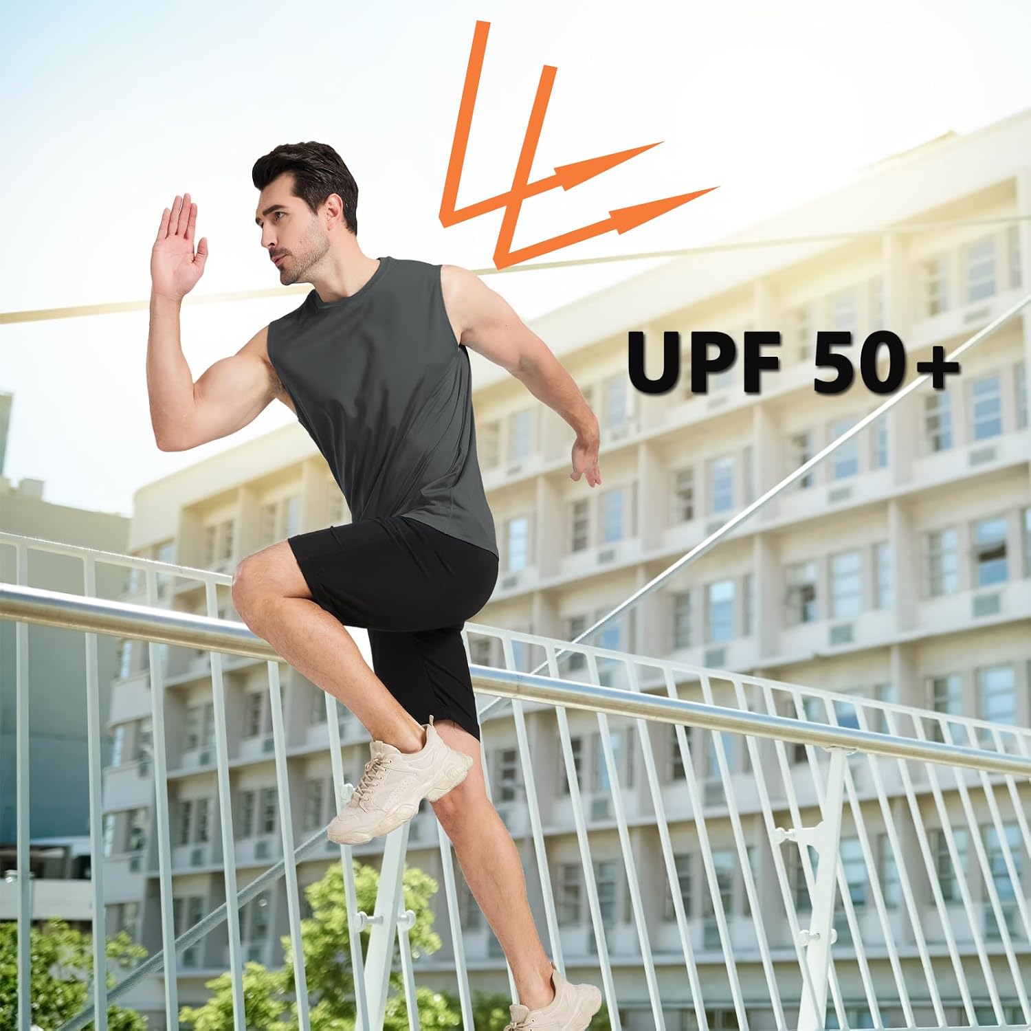 Men's Sleeveless UPF 50+ Swim Shirts Quick Dry UV Workout Tank Top