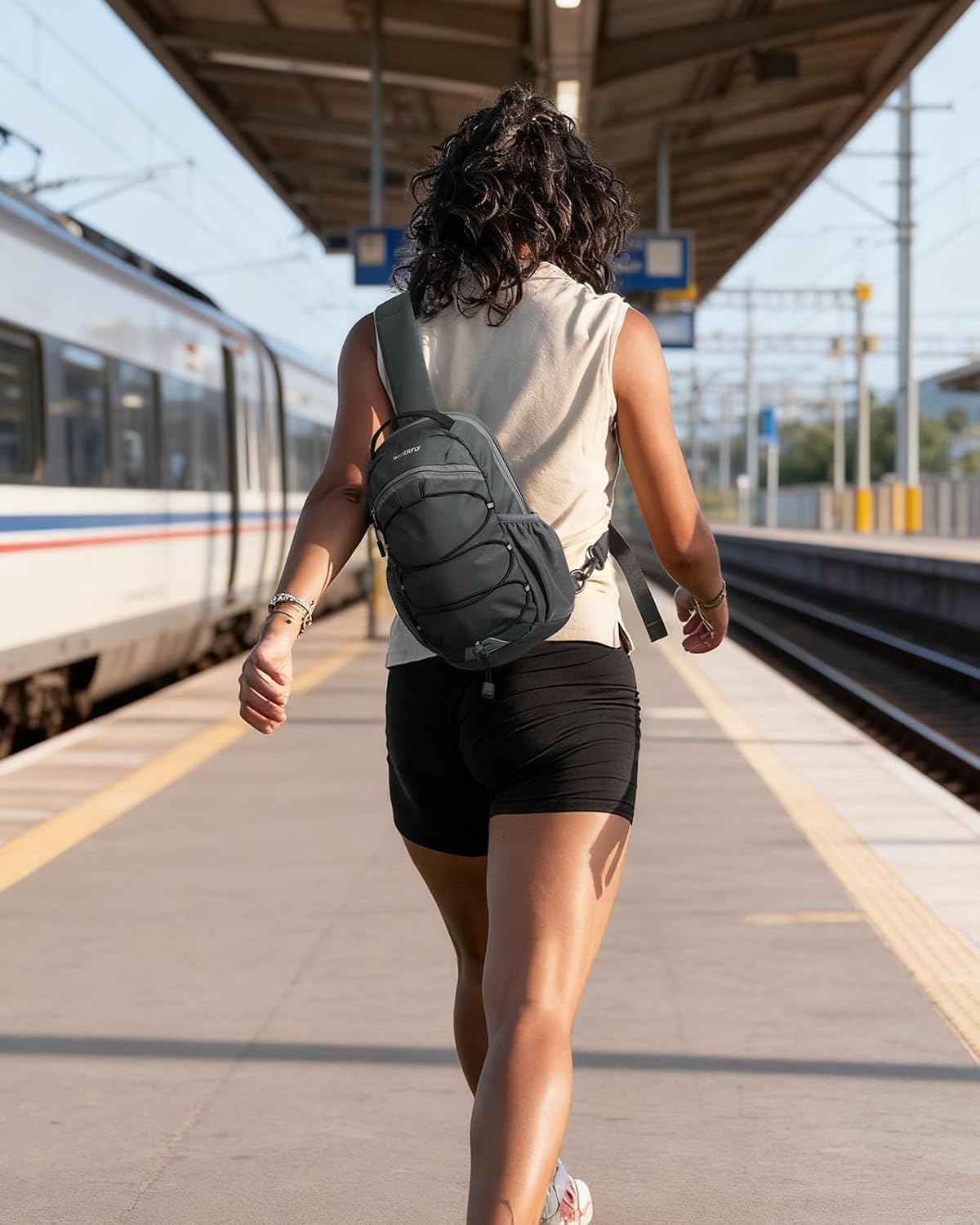 WATERFLY RFID Anti Theft Sling Bag: Small Crossbody Travel Hiking Daypacks