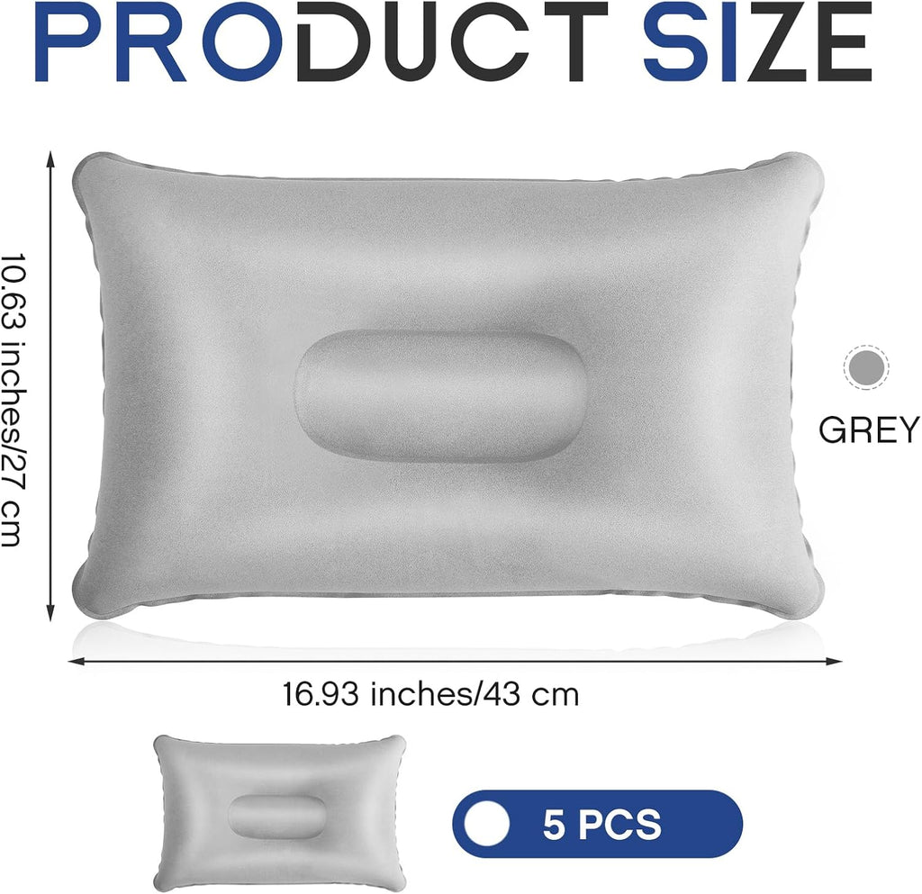 Maitys 5 Pcs Inflatable Camping Pillow,16.93 X 10.63 Inches,Gray