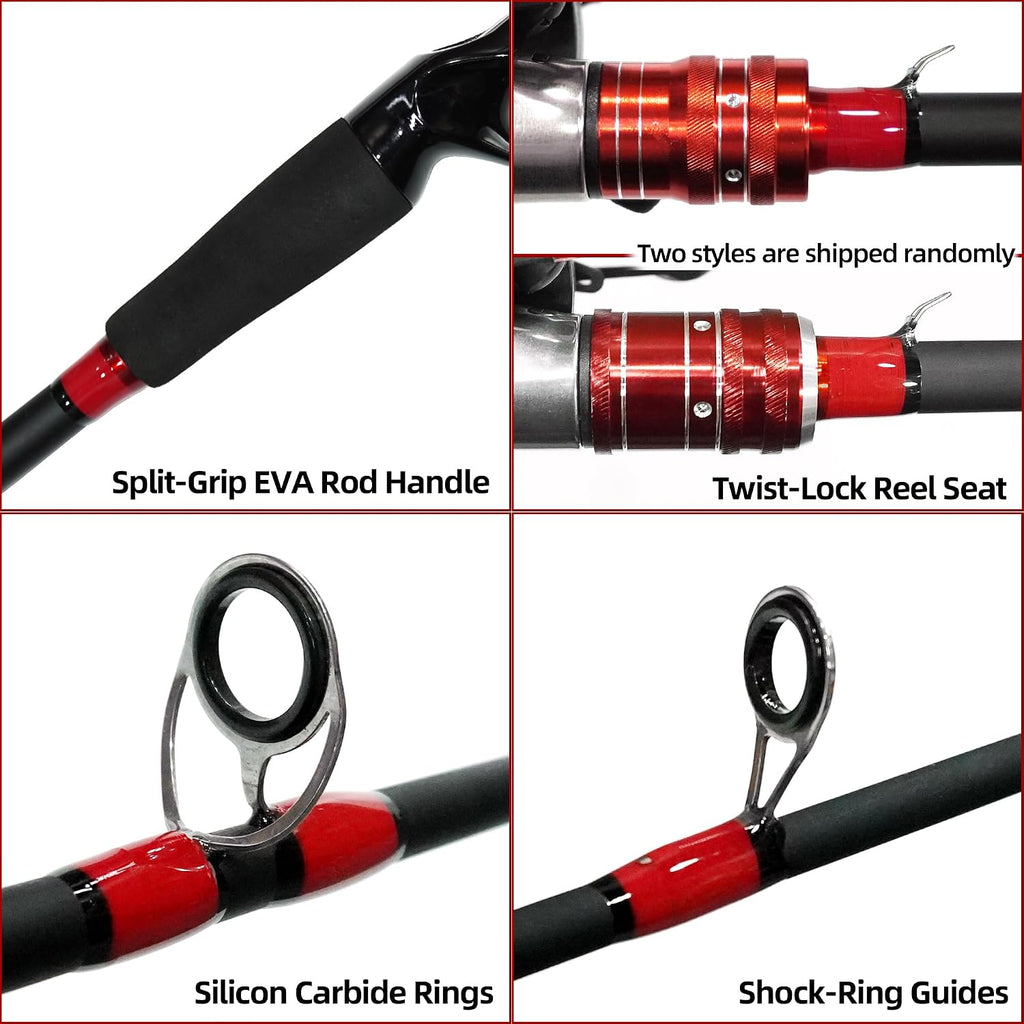 Kilitn Fishing Rod and Reel Combo, Baitcasting Combo Baitcast Reel, 6 Foot 7 Foot 2-Piece, Durable Fiberglass Wrapped Carbon Fiber Rod with Comfortable EVA Handle