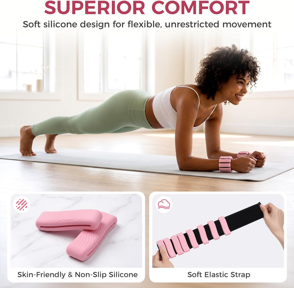 BAGAIL Wrist & Ankle Weights for Women, Home Gym Equipment (2lb–4lb Pair)