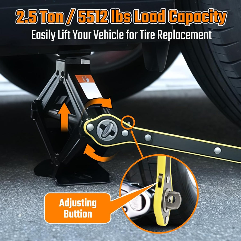 Scissor Jack Car Jack Kit, 2.5 Ton (5512 lbs)