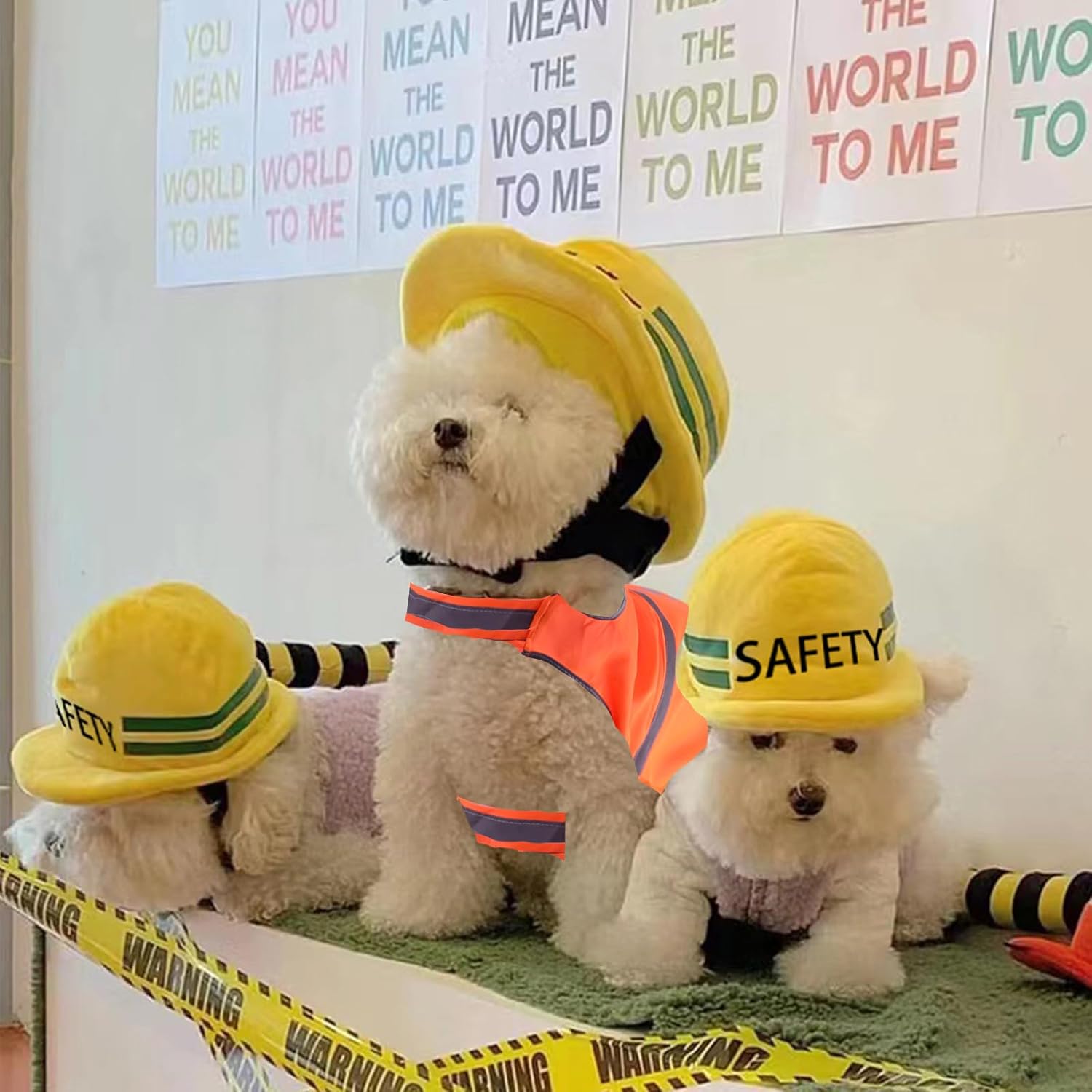 Dog Construction Costume for Medium Dog Helmet and Service Dog Vest Cute Outdoor Workers hat for pet Halloween Architect ostume