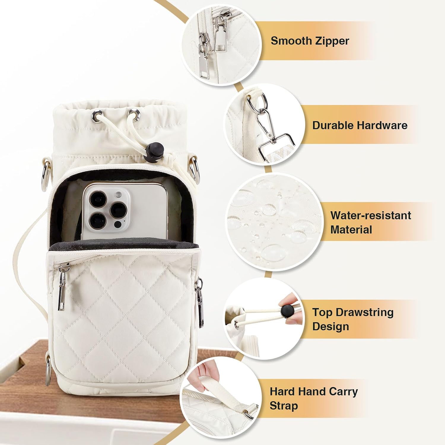 AGLOD Water Bottle Carrier Bag with Strap, Water Bottle Holder Crossbody Bags for Women Men for Walking, Hiking,Cycling