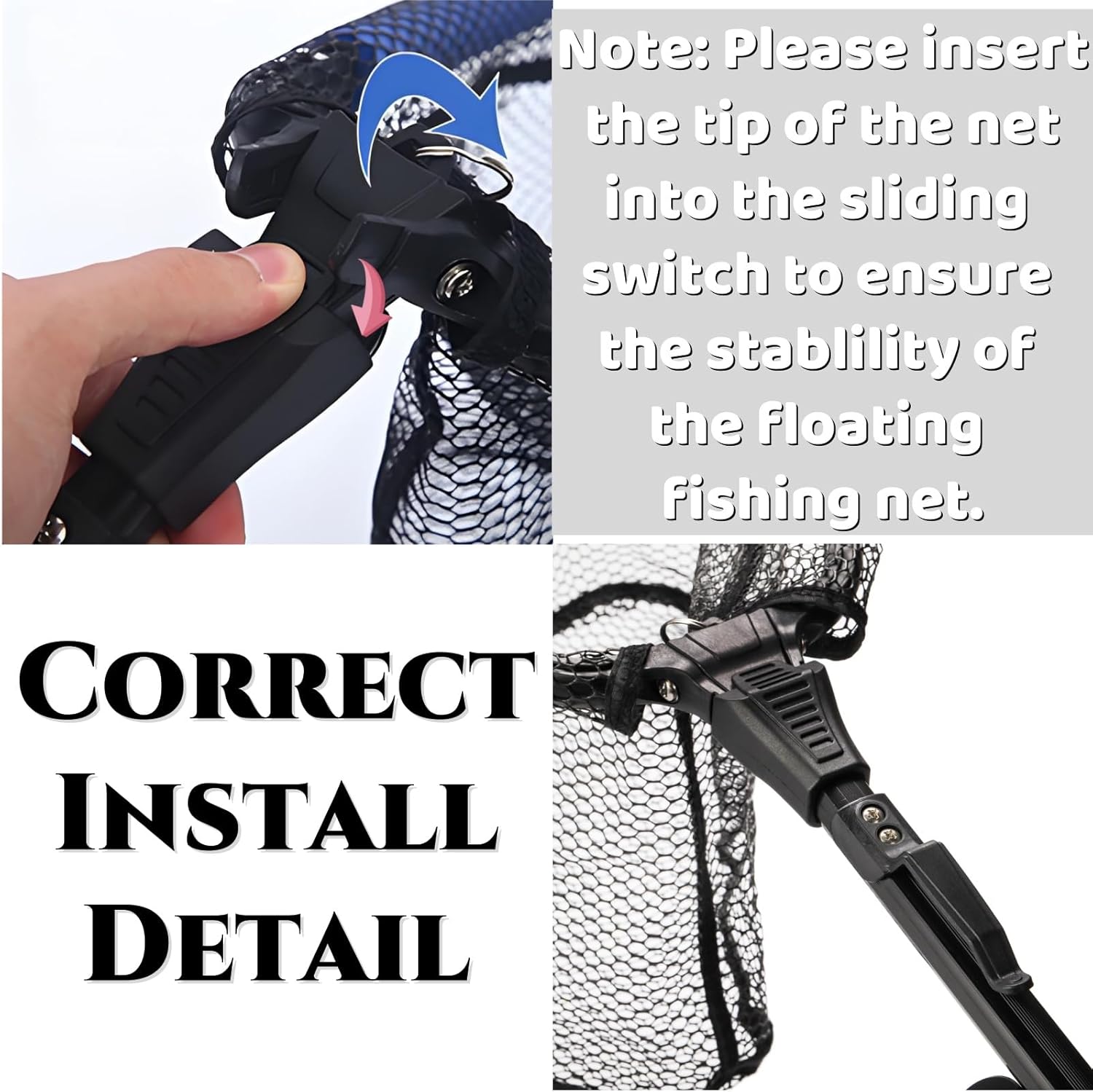 Noamus Floating Fishing Net, 35" Fishing Landing Net with Collapsible Telescopic Pole Handle, Rubber Coated Mesh Folding Fly Fish Net for Salmon Steelhead Bass Trout Walleye Kayak, Fresh Salt Water