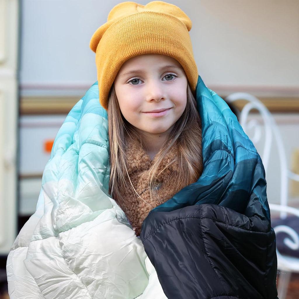 zzlamb Puffy Thick Outdoor Camping Blanket with Sherpa Lining 52x75in