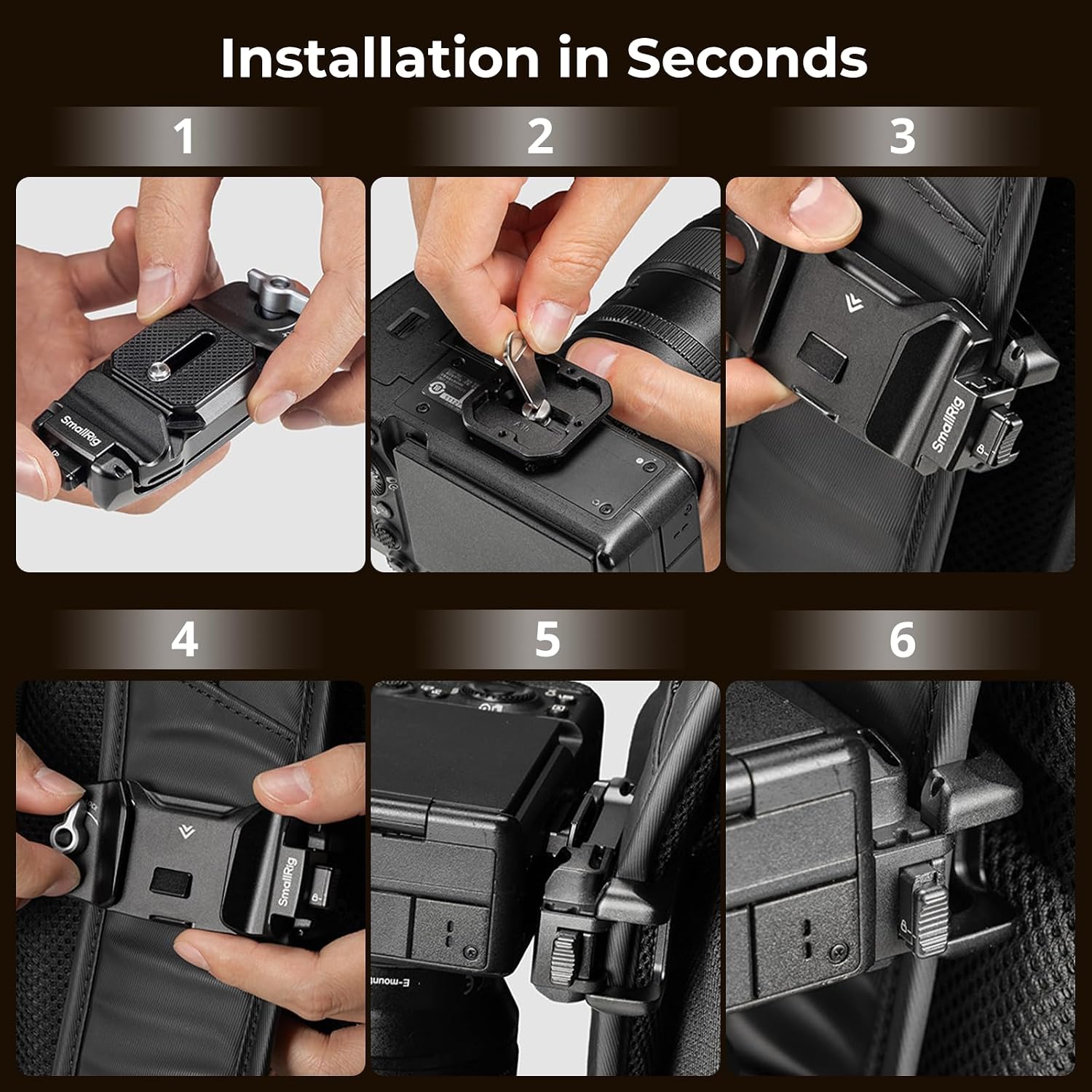 SMALLRIG Camera Clip with Plate, Quick Release System, Max Load 40kg/88lb