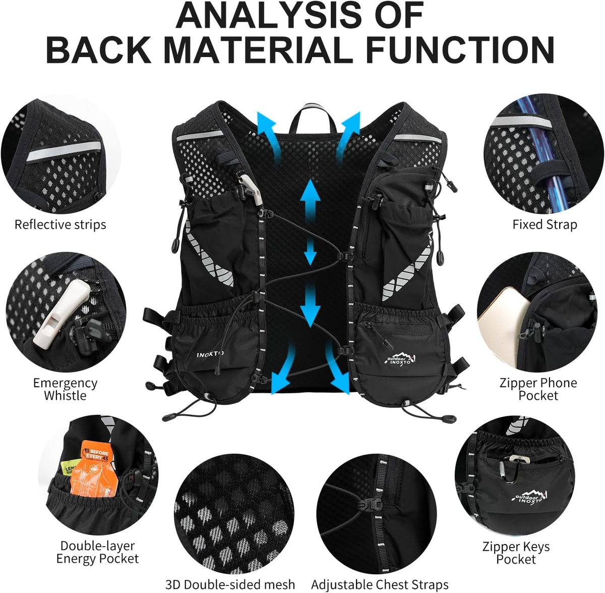 IX INOXTO Running Vest Hydration Backpack, Lightweight Running Backpack