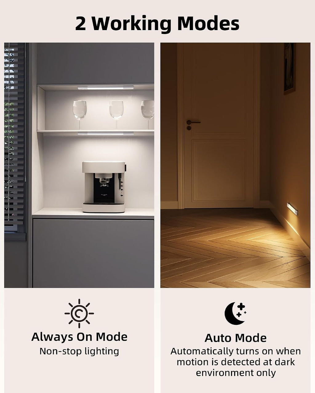 EZVALO 3 Pack 8” Motion Sensor Light Indoor Rechargeable, Stick on Under Cabinet Lighting Wireless, 30 LEDs Closet Light, Dimmable, 3 Color Temps, Counter Lights for Wardrobe, Pantry, Bedroom, Kitchen