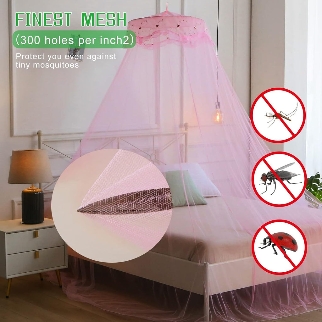 Mosquito Net Bed Canopy for Girls Pink Bed Curtains Tent Twin Queen Size
