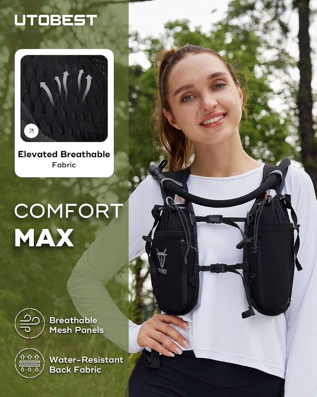 UTOBEST Running Vest Lightweight Hydration Pack 10L UTR110