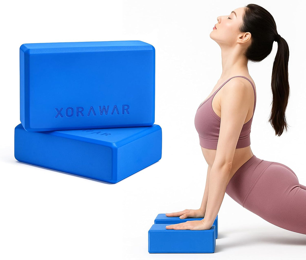 Yoga Blocks 2 Pack | Stretch Straps with Loops | Knee Cushions for Kneeling 2 Packs | Pilates Starter Kit for Women,Pilates Equipment Set, Home Workout Equipment for Women