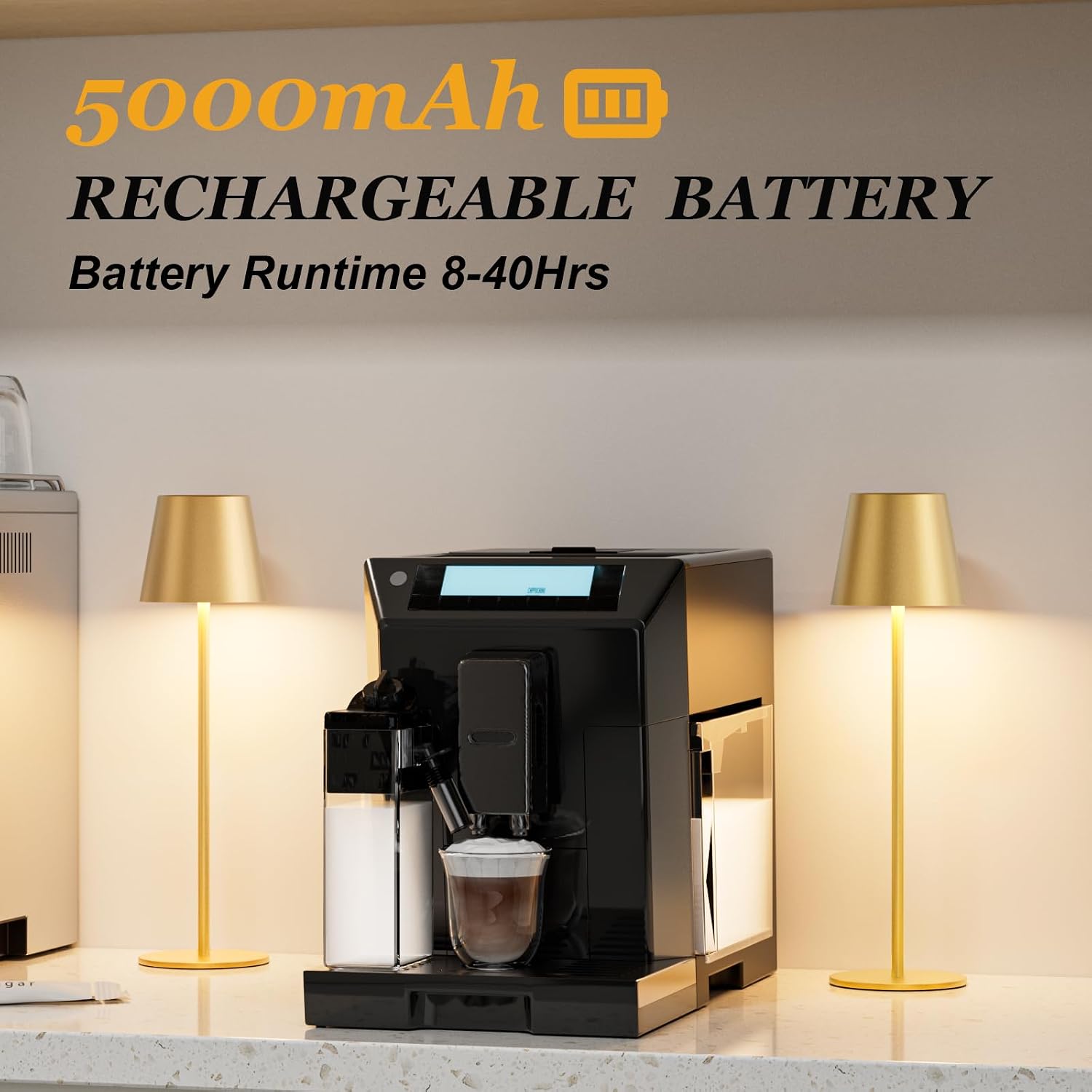 Kakanuo Cordless Table Lamp Rechargeable Gold - 4 Pack Battery Operated Lamp for Dining Table, 3 Color Stepless Dimming Wireless Lamp for Counter, Outdoor Patio, Touch Control