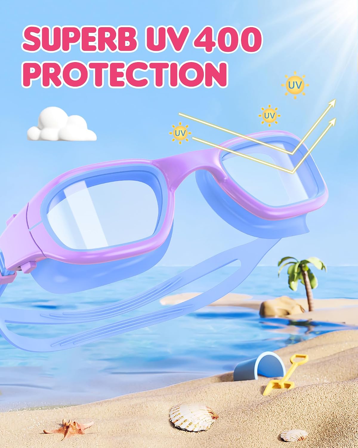 Kids Swim Goggles for 6-14, Anti-Fog & UV Protection