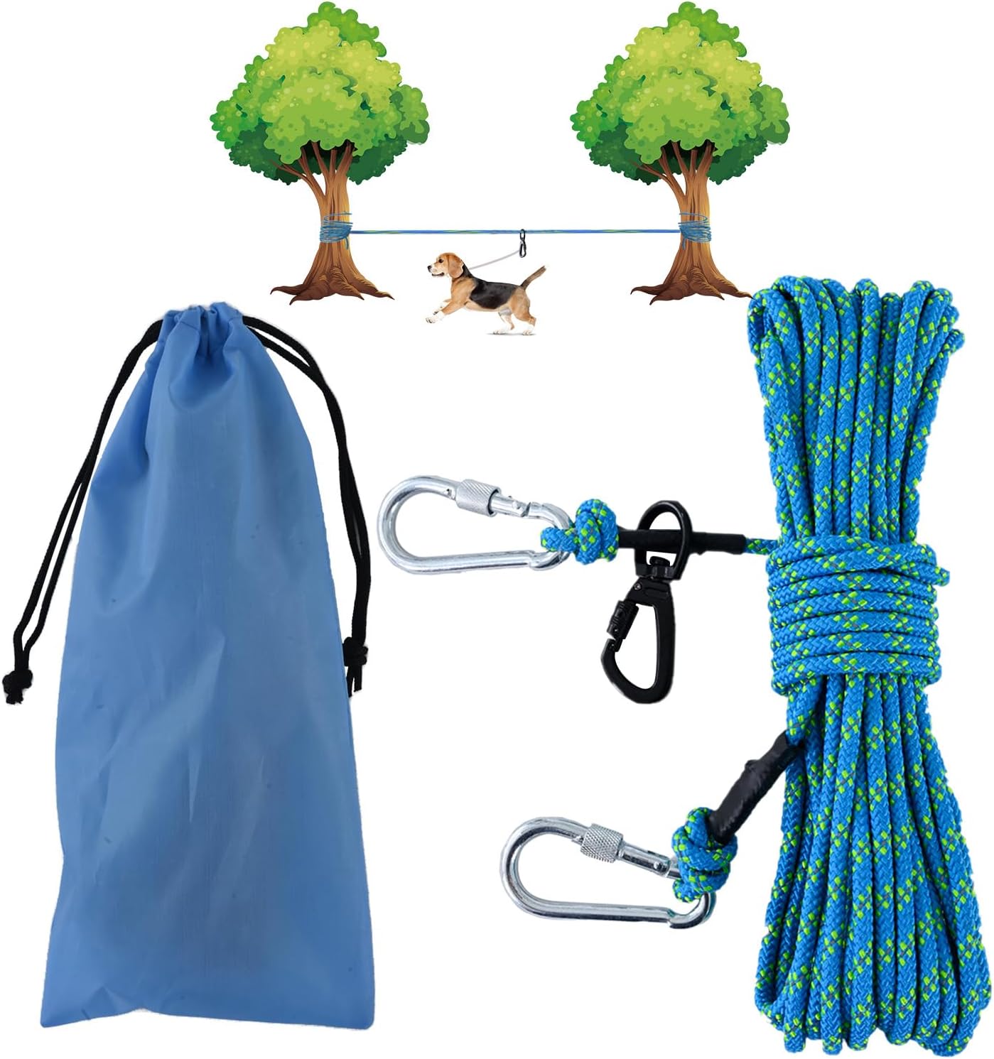 100ft Dog Tree Tie Out Cables for Outside, Camping Leash for Yard