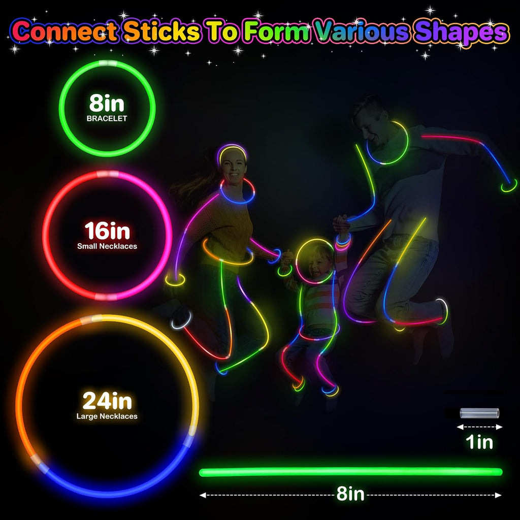 SpringFlower 500 Pcs Glow Sticks Bulk Party Supplies, Glow Sticks Bracelets for Party Favors Decorations, Glow in The Dark Party Supplies, Light Up Wedding, Birthday, Halloween , 8'', 8 Colors