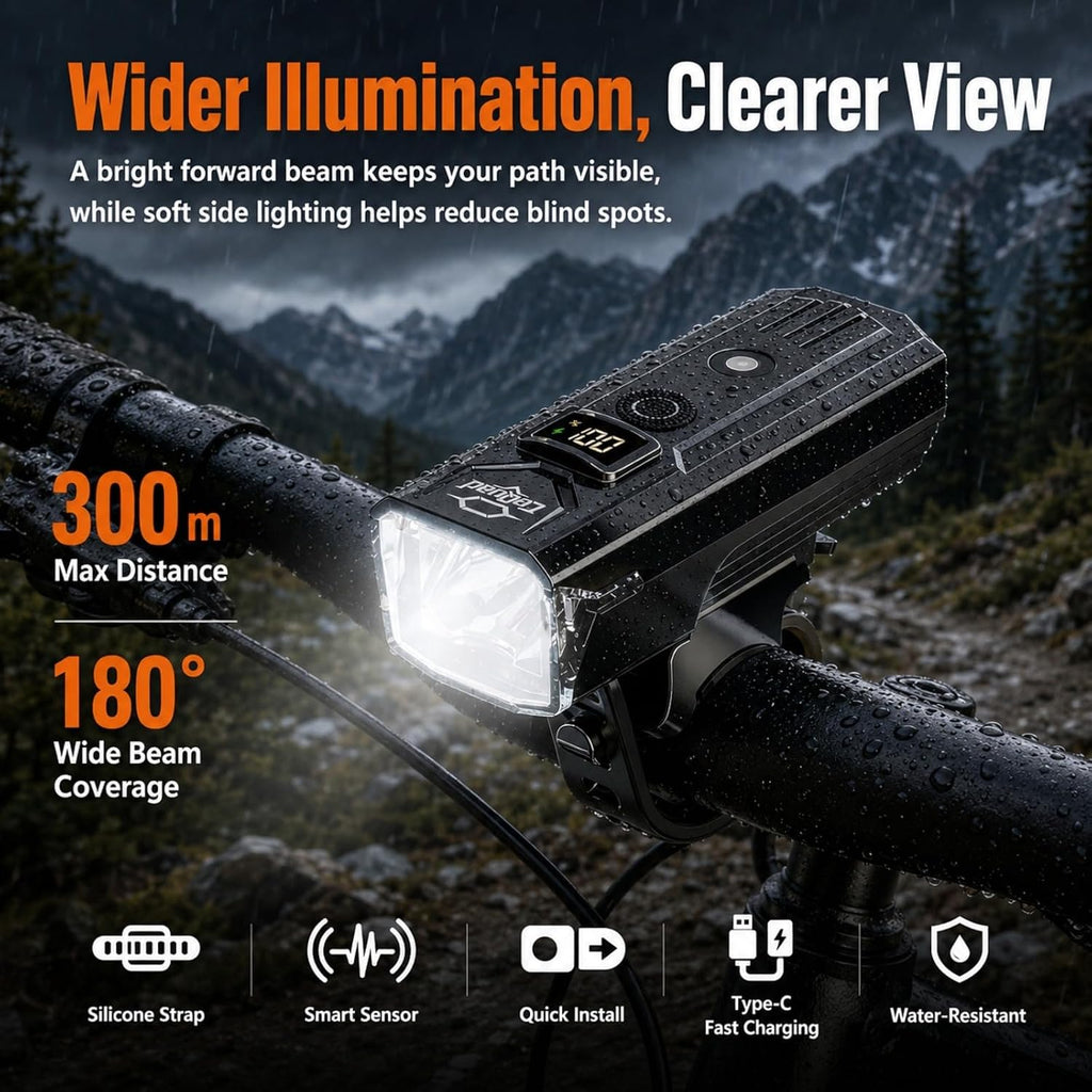 Front & Rear Bike Light Kit, IPX6 Waterproof Rechargeable Bicycle Light