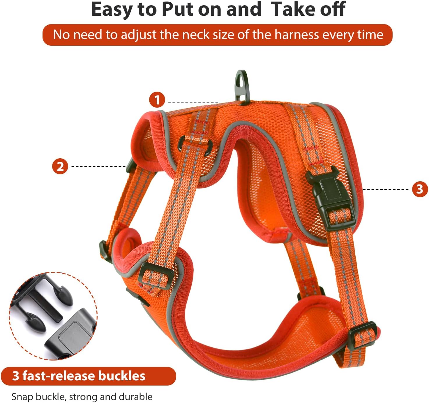 Cat Harness and Leash Set, Escape Proof Cat Harness with Reflective Strips, Breathable Mesh Vest, Adjustable Walking Harness for Indoor Outdoor Cats, Kittens, Small Medium Large Cats (Orange, S)