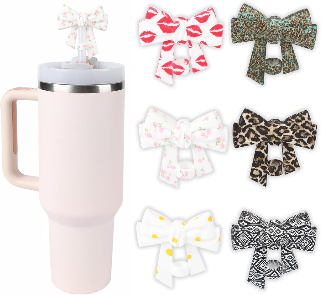 Colorful Printed Bow Straw Topper for Stanley Cups (6 Colors)