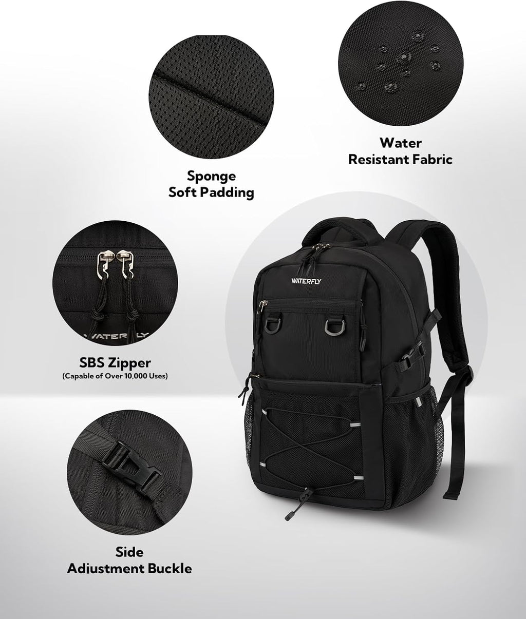 WATERFLY Travel Hiking Casual Backpack: 22L Lightweight Everyday Outdoor City Daypack College Bookbag for Women Men