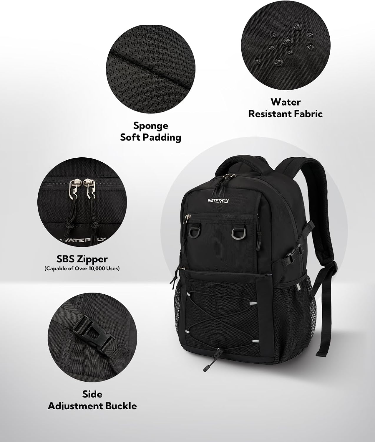 WATERFLY Travel Hiking Casual Backpack: 22L Lightweight Everyday Outdoor City Daypack College Bookbag for Women Men