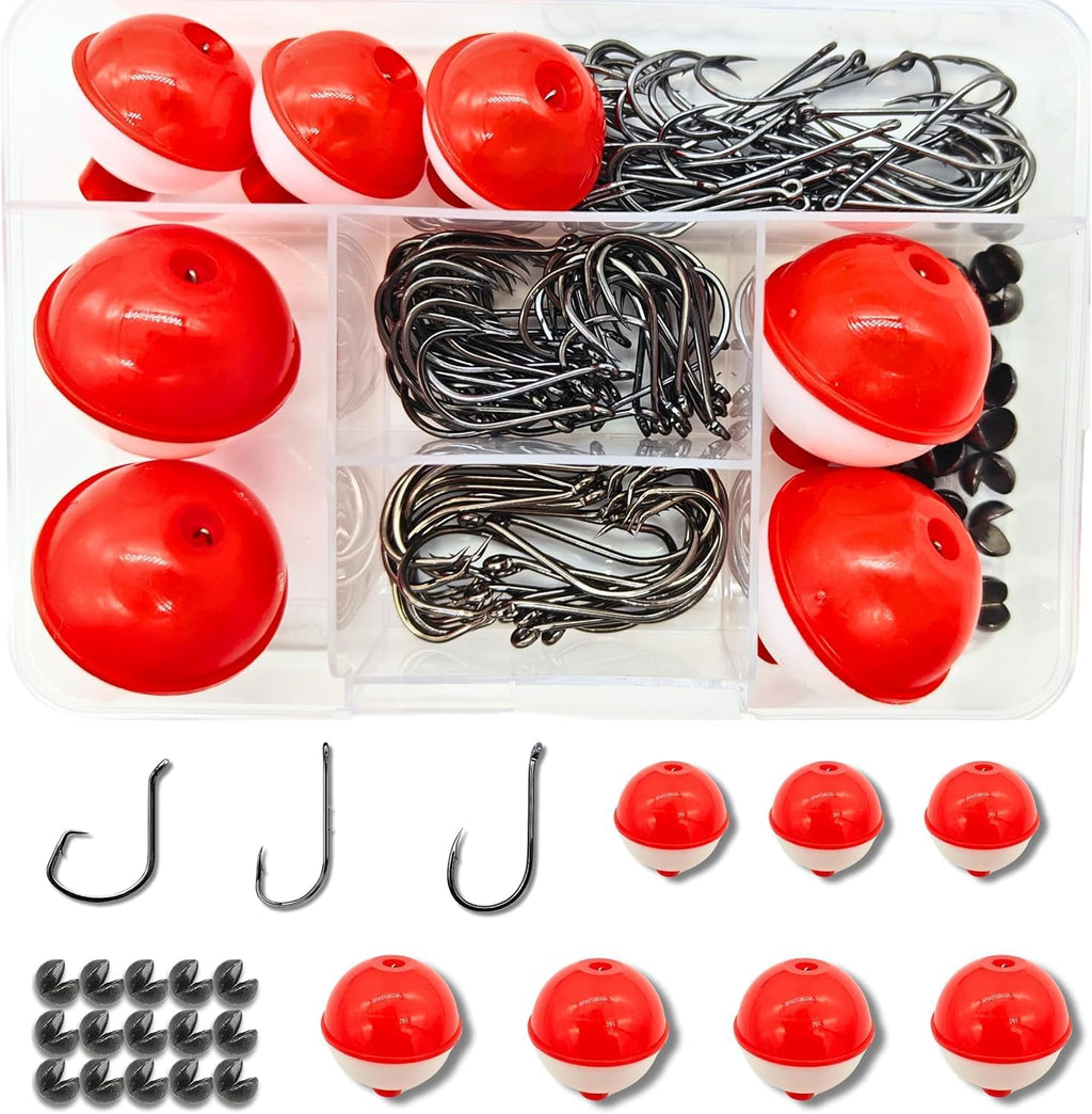 147PCS Fishing Tackle Kit with Fishing Bobbers, Fishing Hooks