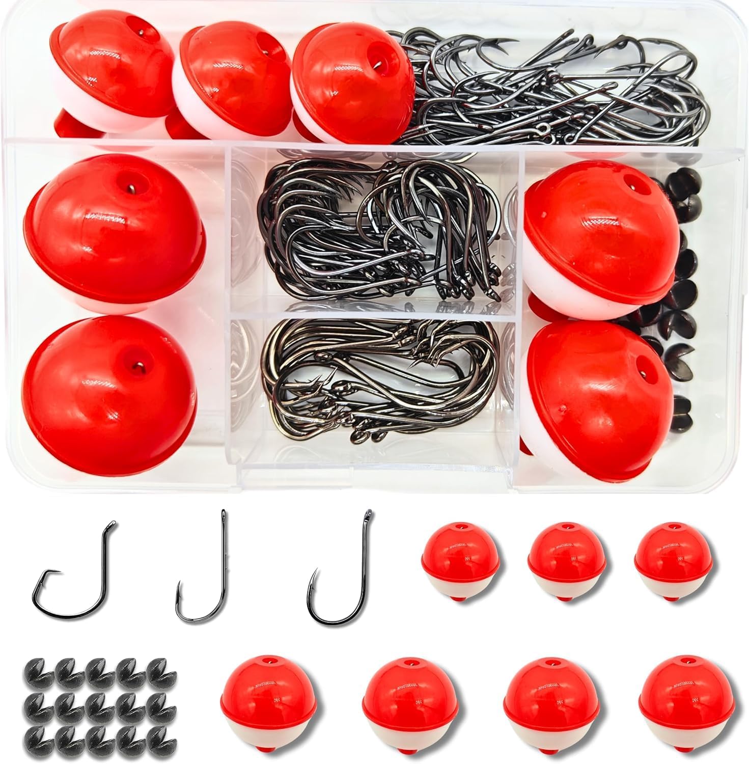 147PCS Fishing Tackle Kit with Fishing Bobbers, Fishing Hooks