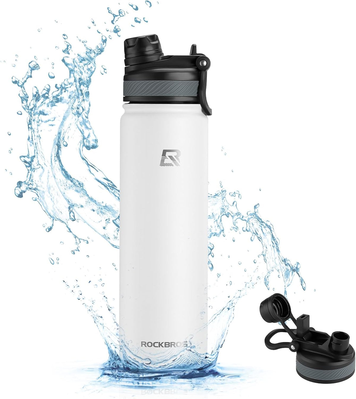 ROCKBROS Insulated Water Bottle with Straw, Stainless Steel Sports Bottle
