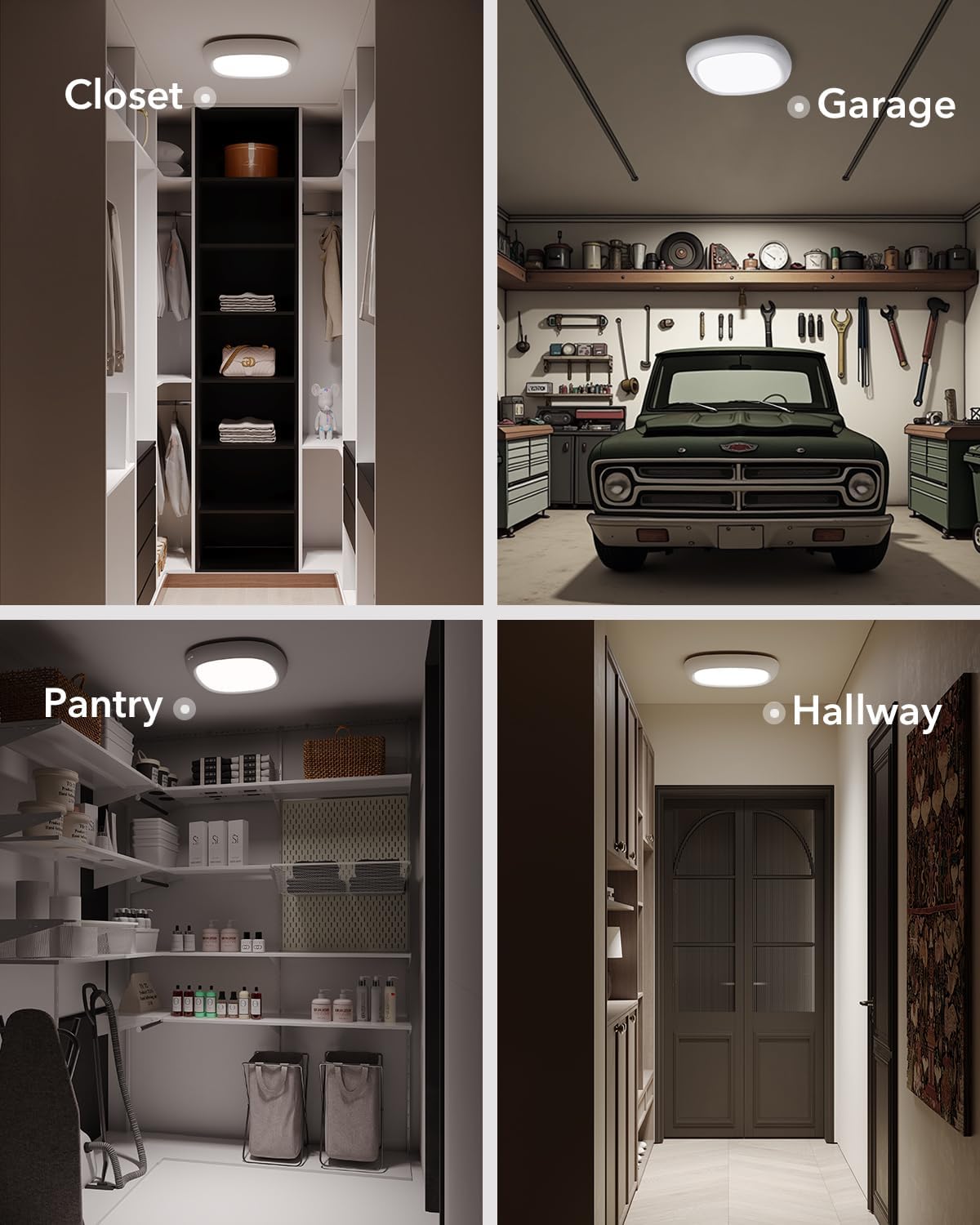 IP54 Waterproof Shower Light, Rechargeable Ceiling Light with Remote