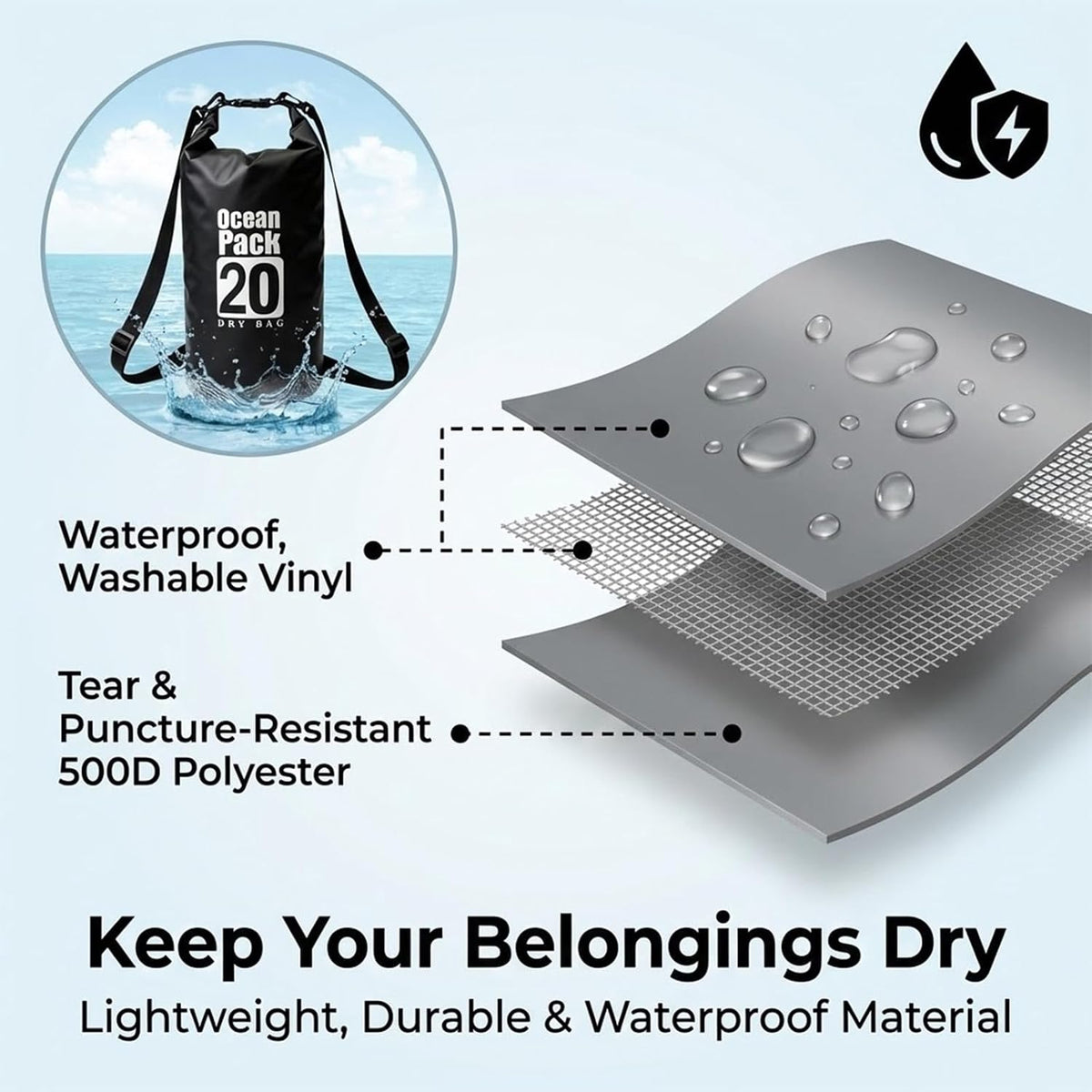 Floating Waterproof Dry Bag for Kayaking Boating Paddle Boarding