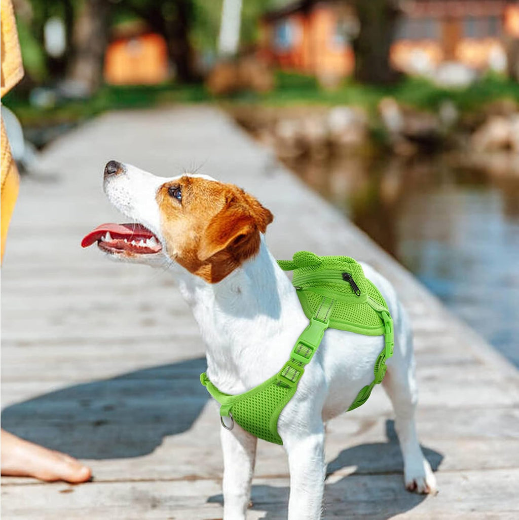 IDOMIK Dog Backpack Harness, No-Pull Dog Backpack with D-Ring,Frog,M