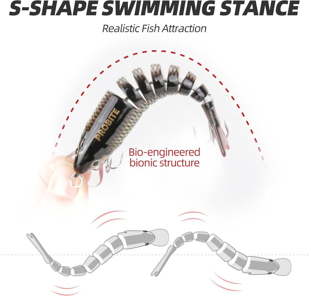 5PCS Lifelike Fishing Lures – Multi-Jointed Swimbait for Bass, Trout, Crappie, Walleye, Pike, Realistic Action with 3D Fish Eyes and Sharp Hooks, Perfect for Fishing Kits in Saltwater & Freshwater