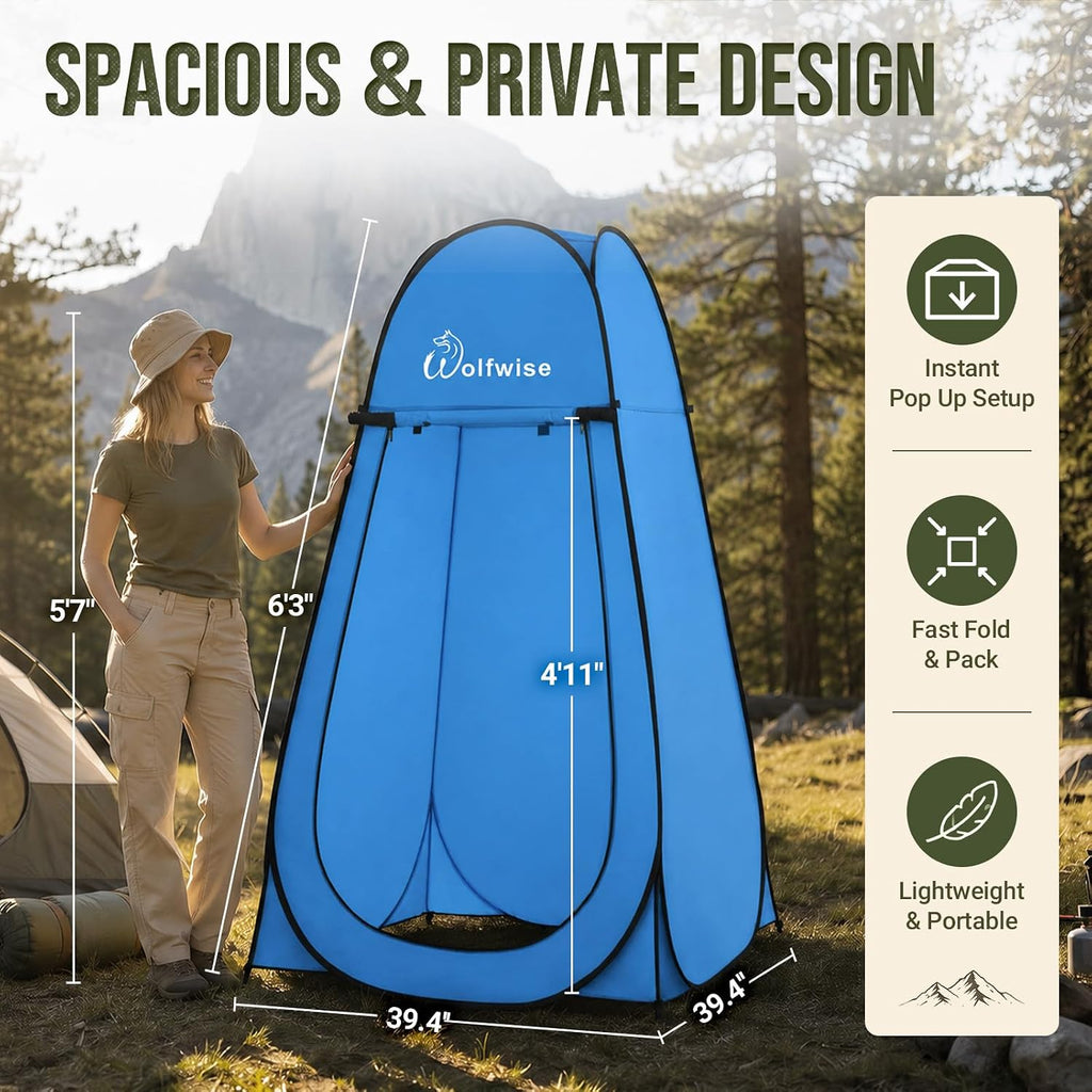 WolfWise Pop Up Shower Tent for Camping Essentials, Compact & Lightweight