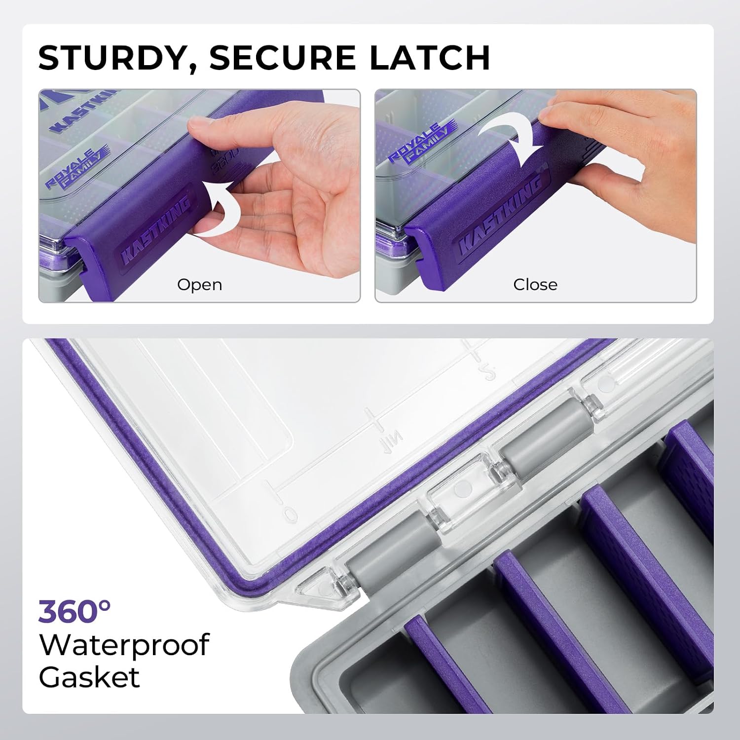 KastKing HyperSeal Waterproof Tackle Box, 3600 2 Packs, Purple