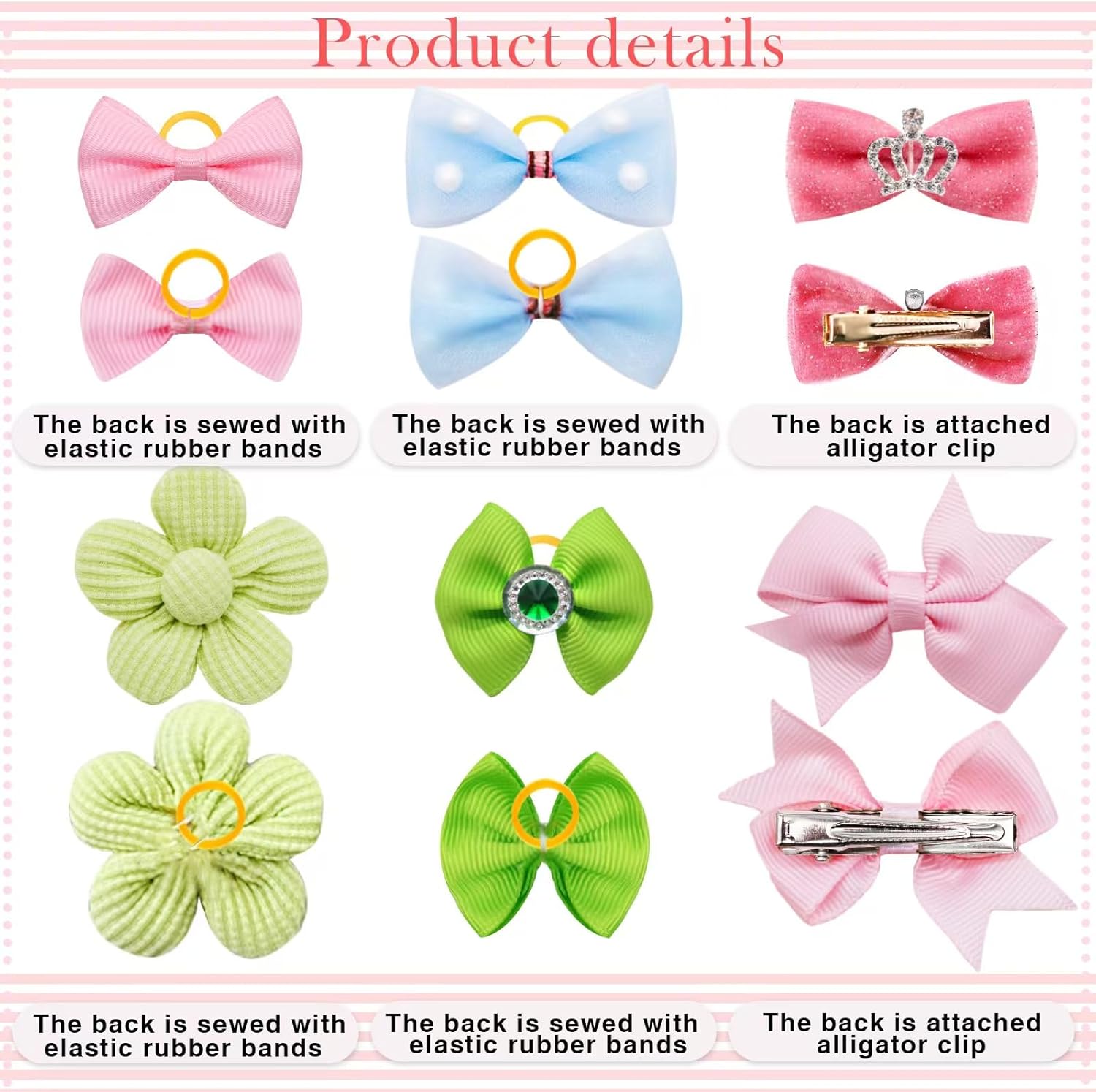 100PCS Multi-Style Assorted Dog Hair Bows for Small Puppies & Cats