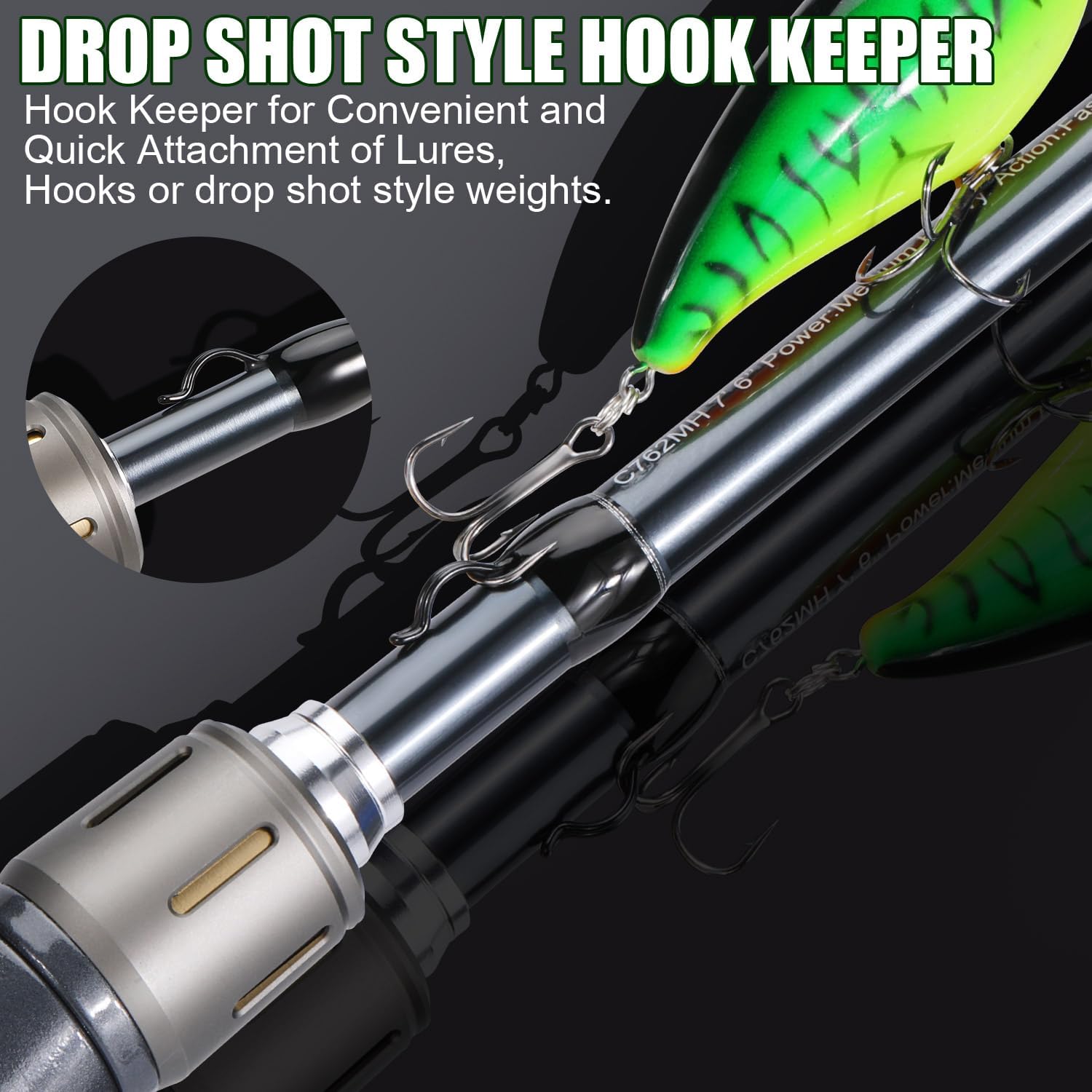 Sougayilang Spinning Combo – 30+24Ton Carbon Fiber 2-Piece Rod, M/MH Power, 19LB Drag, 5.2:1 Gear Ratio, Lightweight Saltwater Freshwater Kit for Bass, Trout, Salmon, Catfish (6’/7’ /7'6''Options)