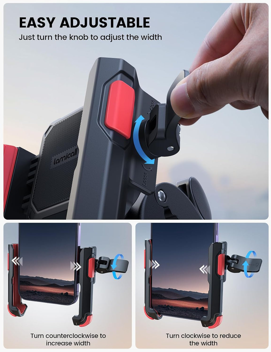 Lamicall Motorcycle Bike Phone Mount, 1s Lock Bike Phone Holder