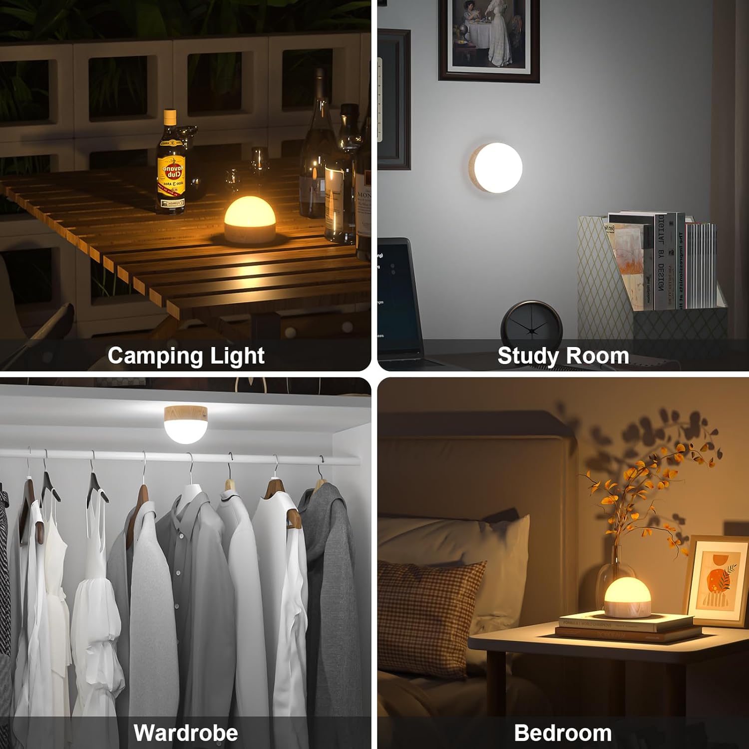 Kintion Portable Night Light, Rechargeable Dimmable 8 Color Lighting (1pcs)