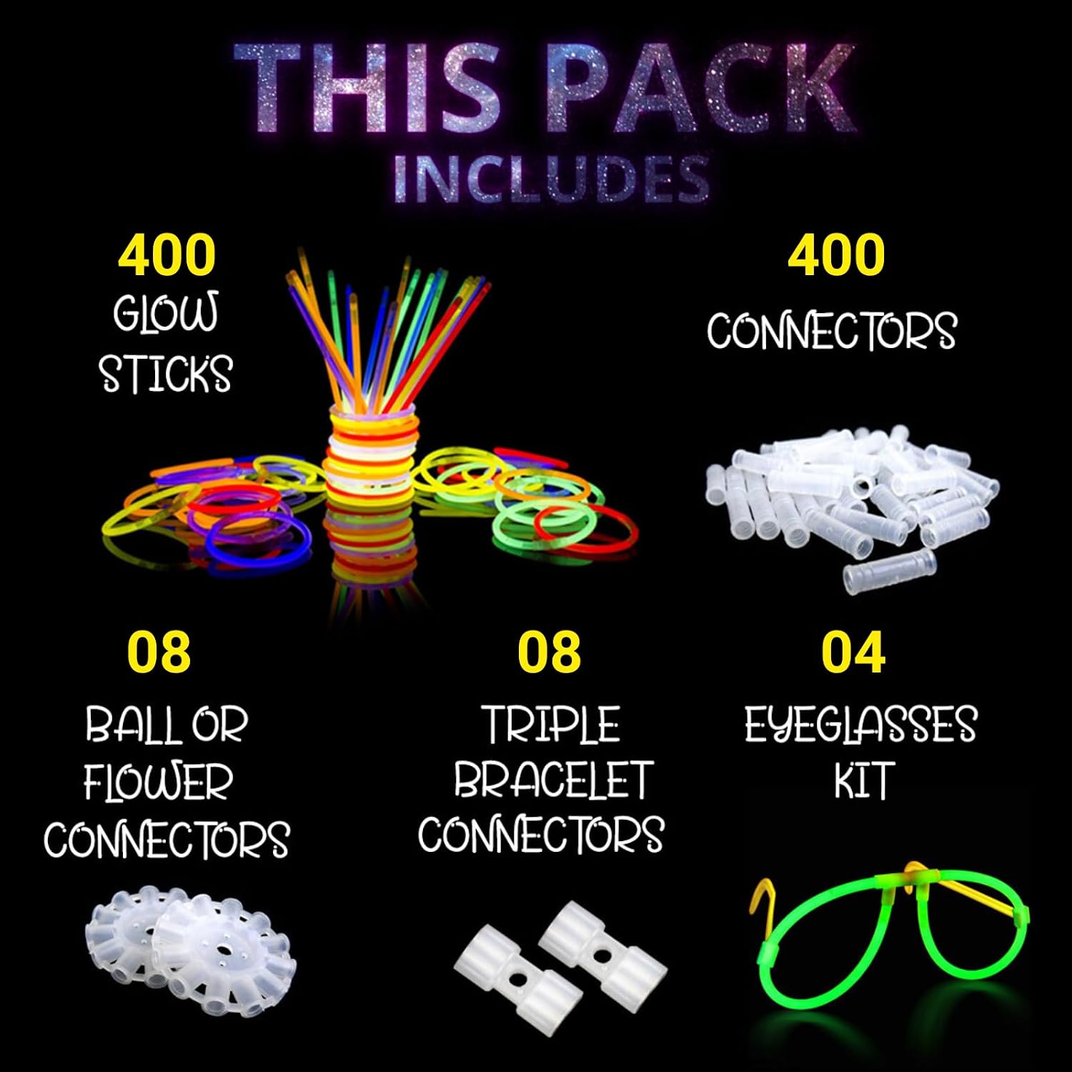 820 pcs Glow Sticks Bulk, Glow in The Dark Party Supplies, Festival Accessories & More, Bulk Party Favors, Camping Games, Party Favors, Emergency Supplies