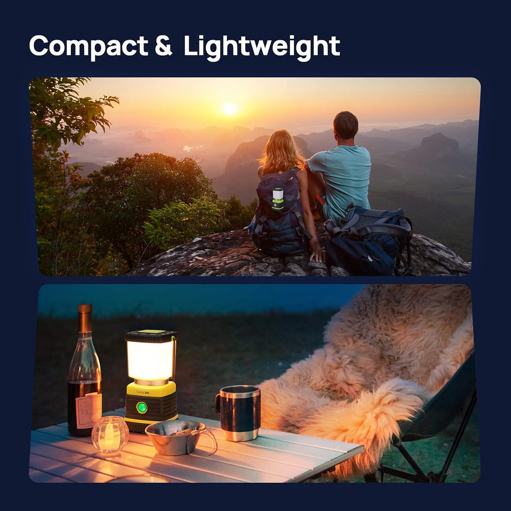 Consciot 1000LM Battery Powered LED Camping Lantern, 4 Light Mode, Dimmable
