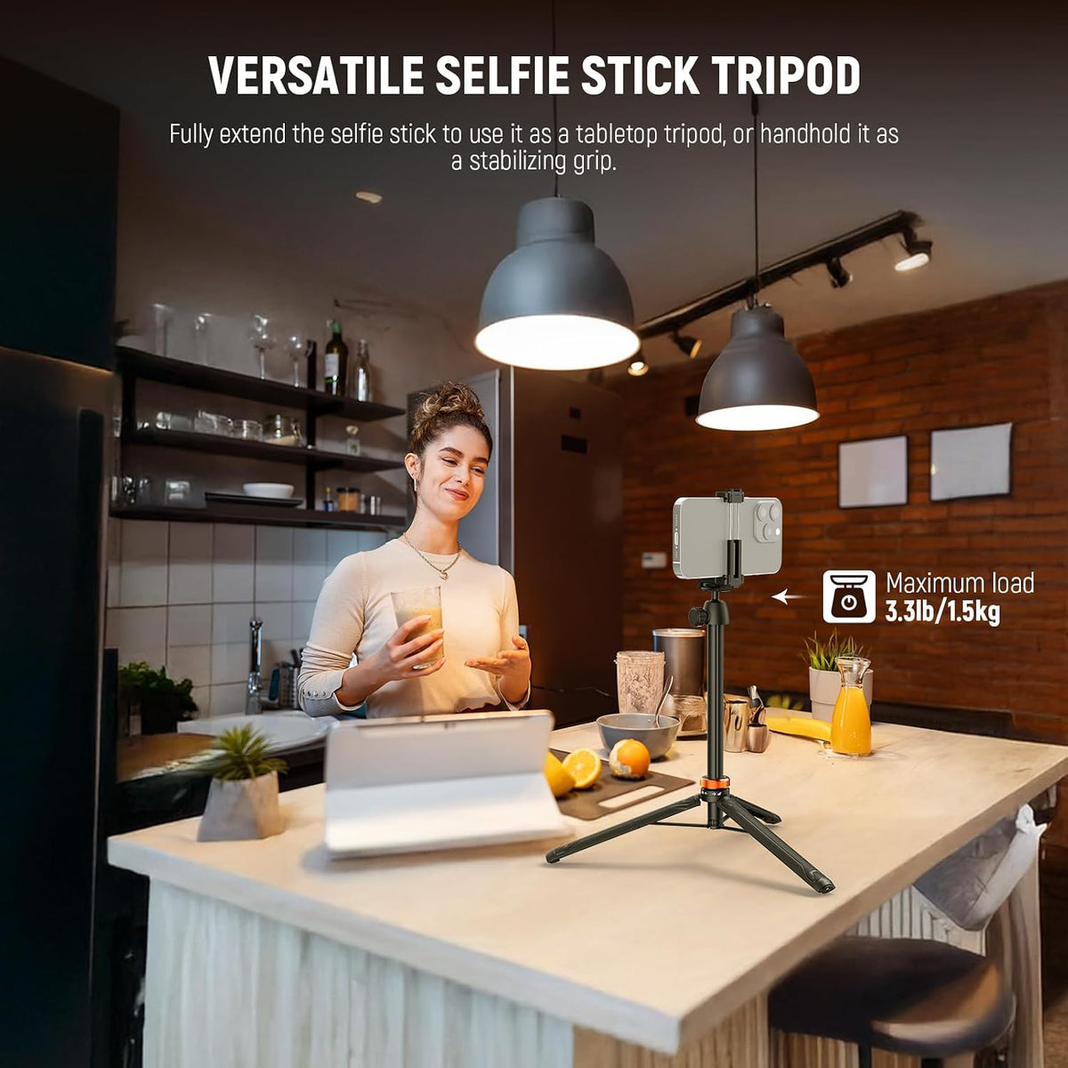NEEWER Basics 59" Selfie Stick Tripod Compatible with iPhone Canon Sony