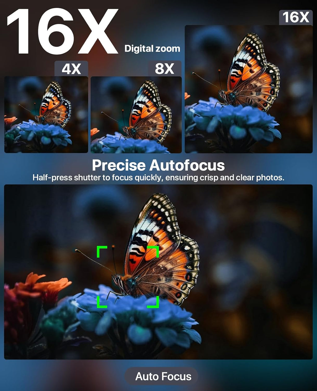 8K Digital Cameras for Photography, 2026 Autofocus 88MP WiFi Professional Photography Camera with Dual-Lens for YouTube, 16X Digital Zoom, TF Card, Lens Hood, Touch Screen,2 Batteries & Charging Stand
