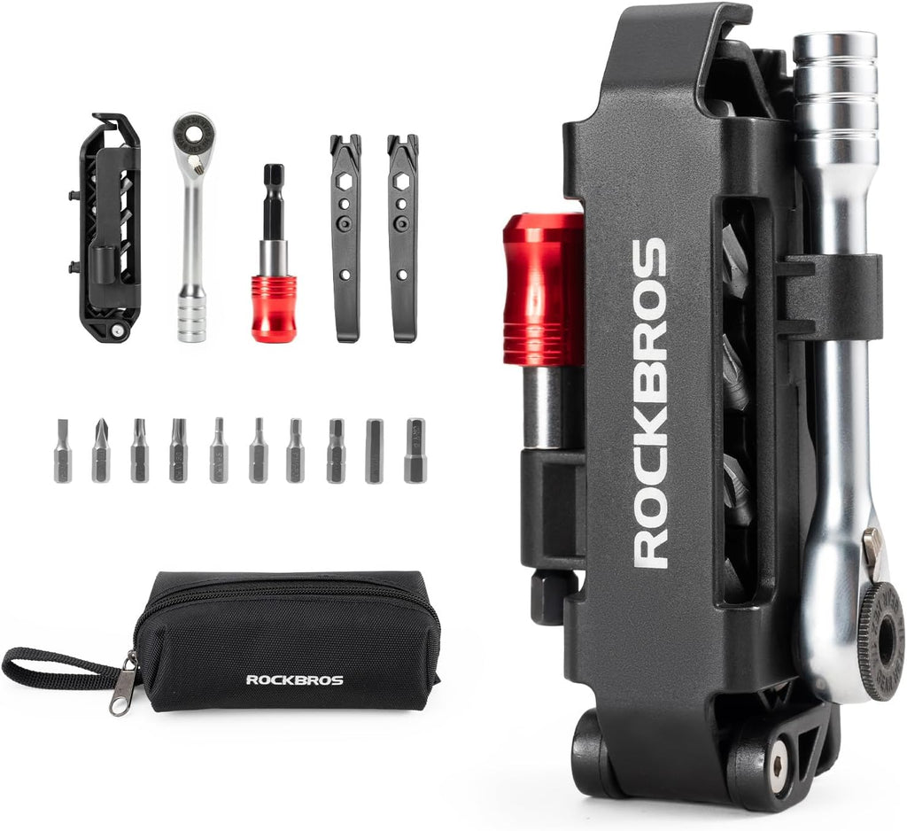 ROCKBROS 14-in-1 Bike Tool Kit Portable Ratchet Wrench 10Bits 2 Tire Levers