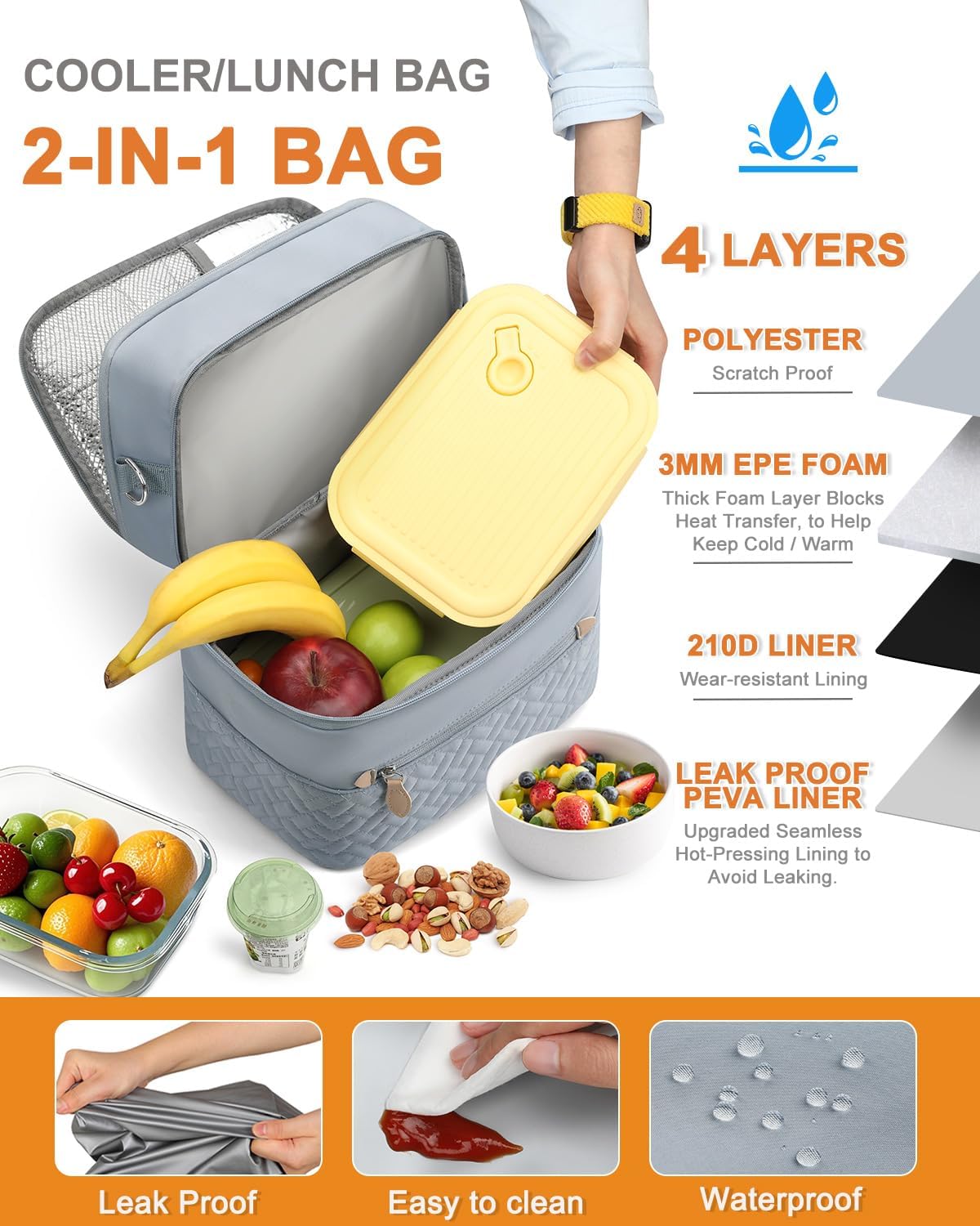 Capolo Lunch Bag for Women Men Insulated Lunch Tote Leakproof Lunchbox Bags