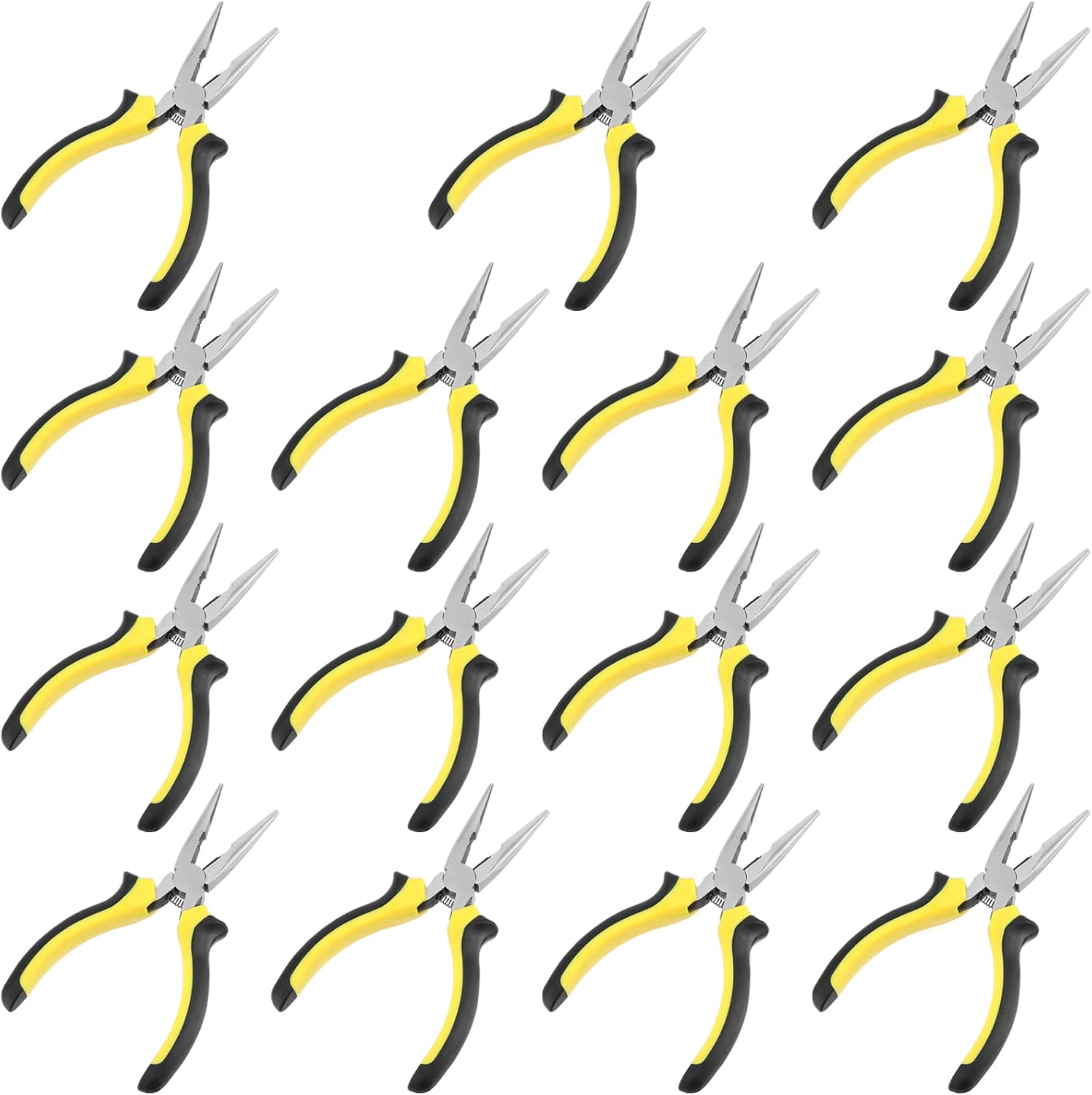 SINJEUN 15 Pack 6 Inch Needle Nose Pliers with Cutter, Insulated Handle Side Cut for Bending and Cutting, Long Reach